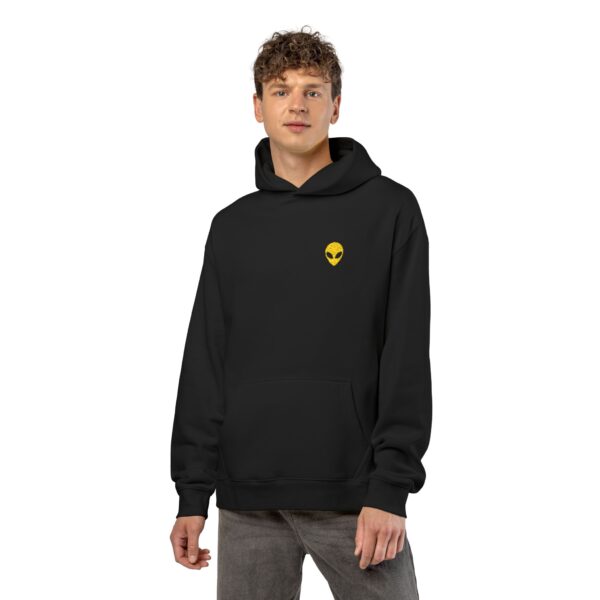 Alien Head Hoodie - Minimal Yellow Alien Graphic on Brown Relaxed Hoodie