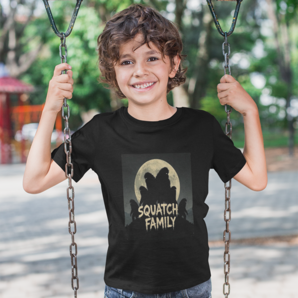 Kids Bigfoot Tee — "SQUATCH FAMILY" Moonlit Cryptid Graphic