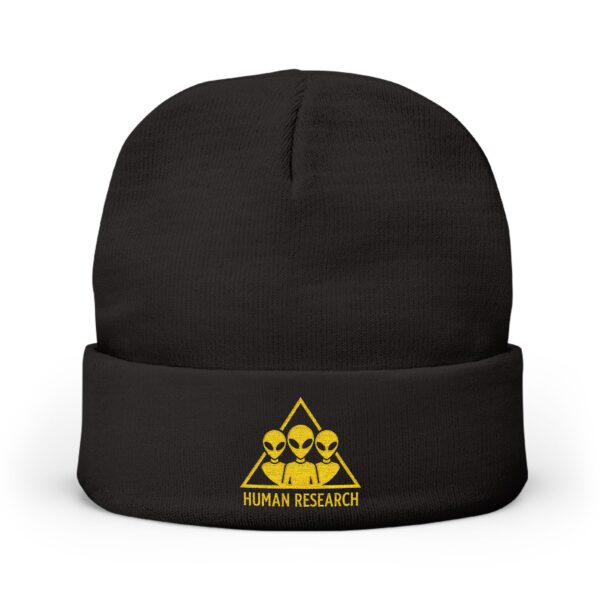 Human Research Logo Knit Beanie — Tan Embroidered Beanie