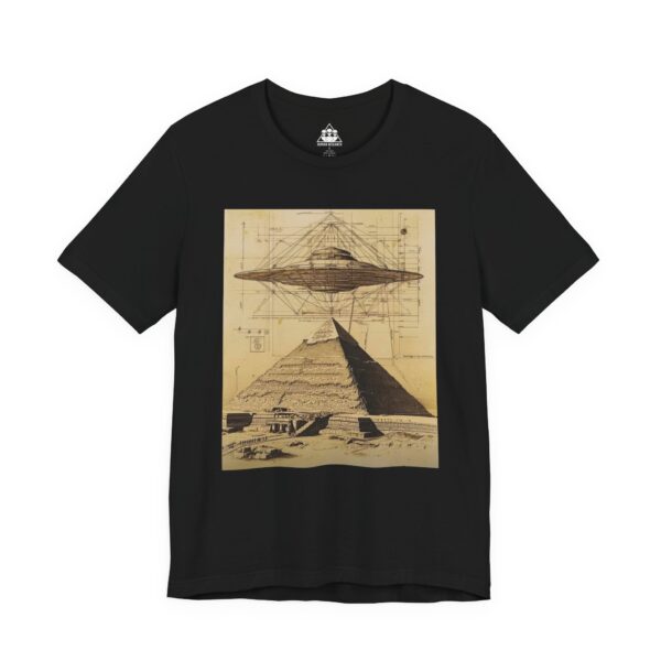 Pyramid & UFO Sketch Tee — Vintage Egyptian Schematic Graphic T-Shirt