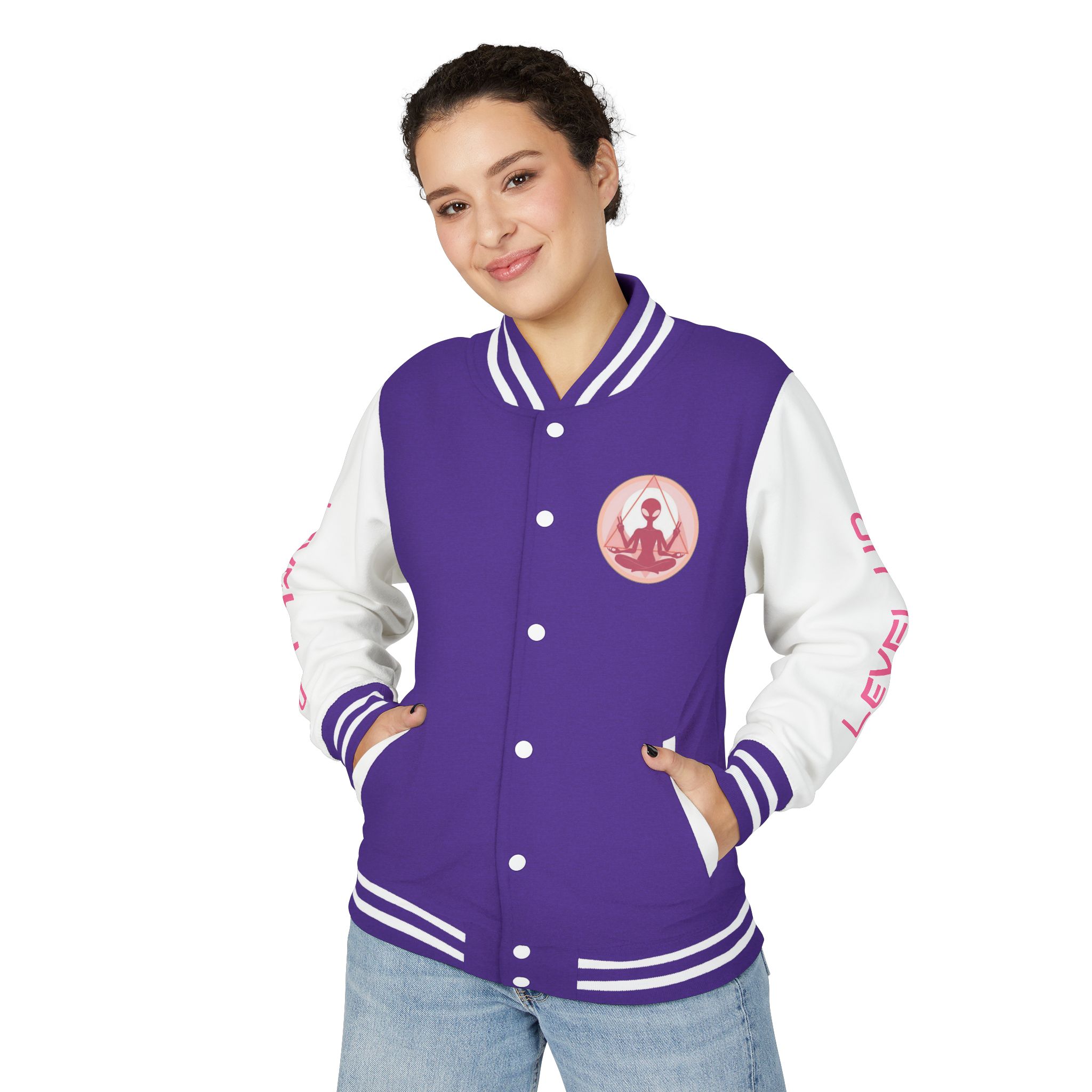 "I Come in Peace" Yogi Alien Varsity Jacket - Image 3