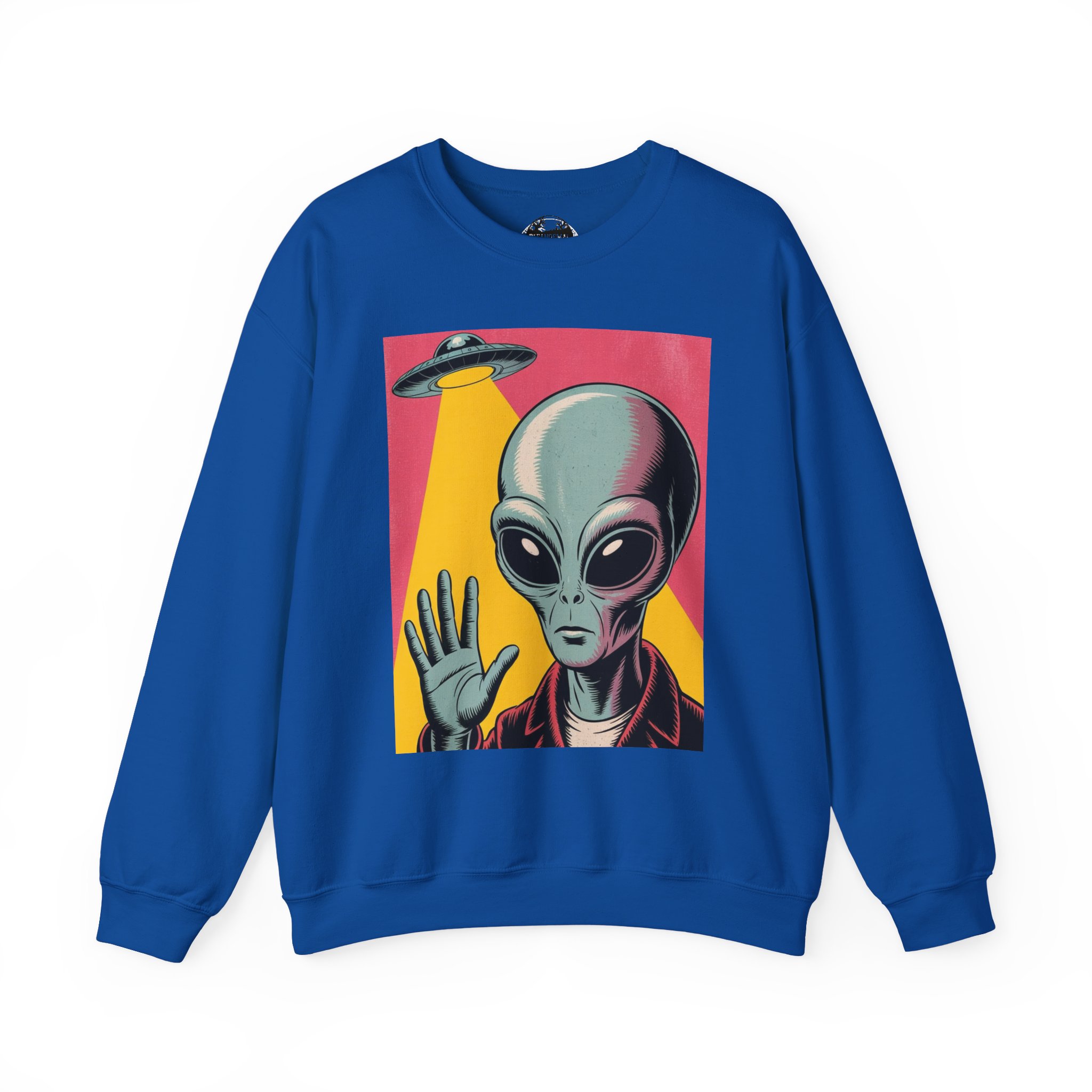 Alien Greeting Crewneck Sweatshirt — Retro UFO Art - Image 28