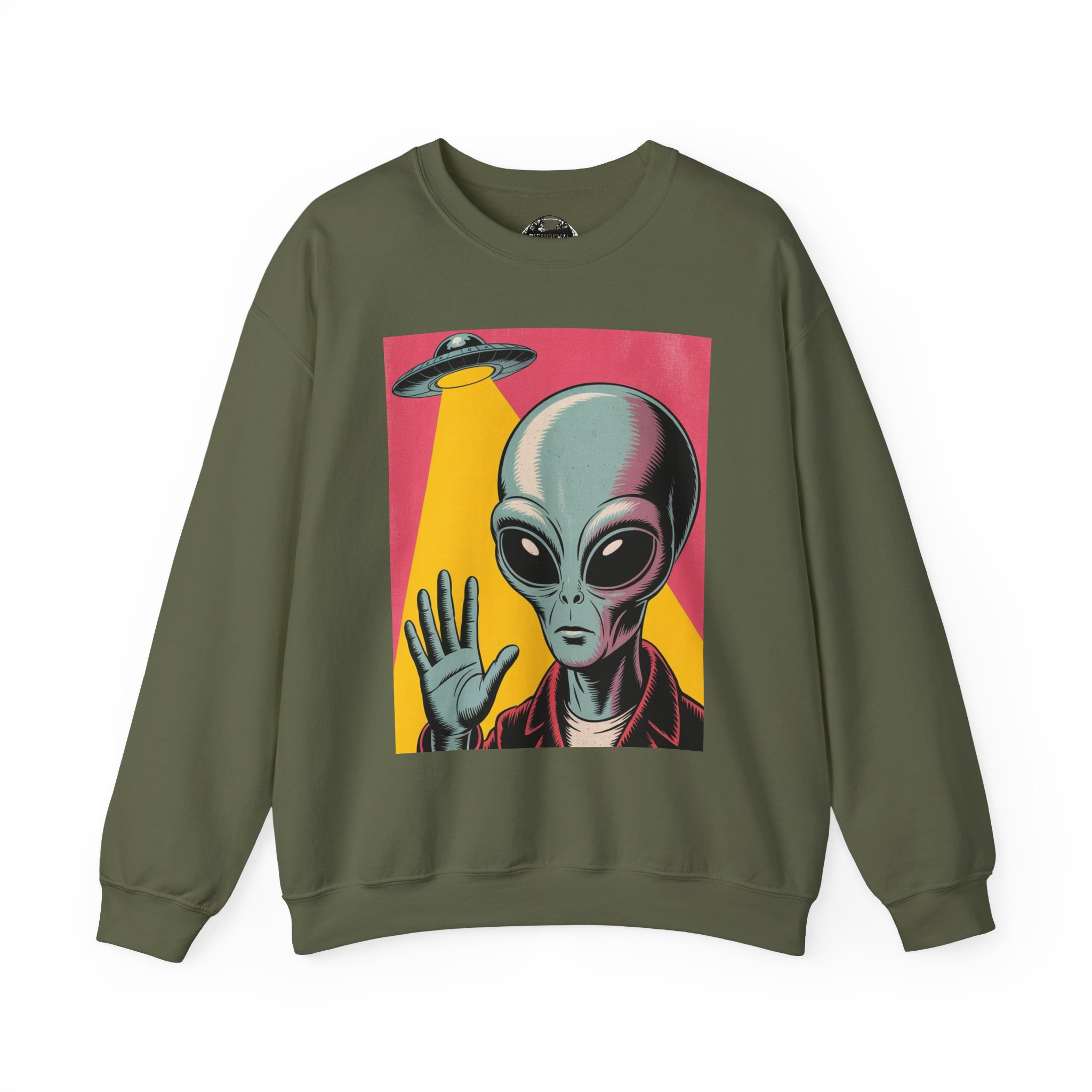 Alien Greeting Crewneck Sweatshirt — Retro UFO Art - Image 16