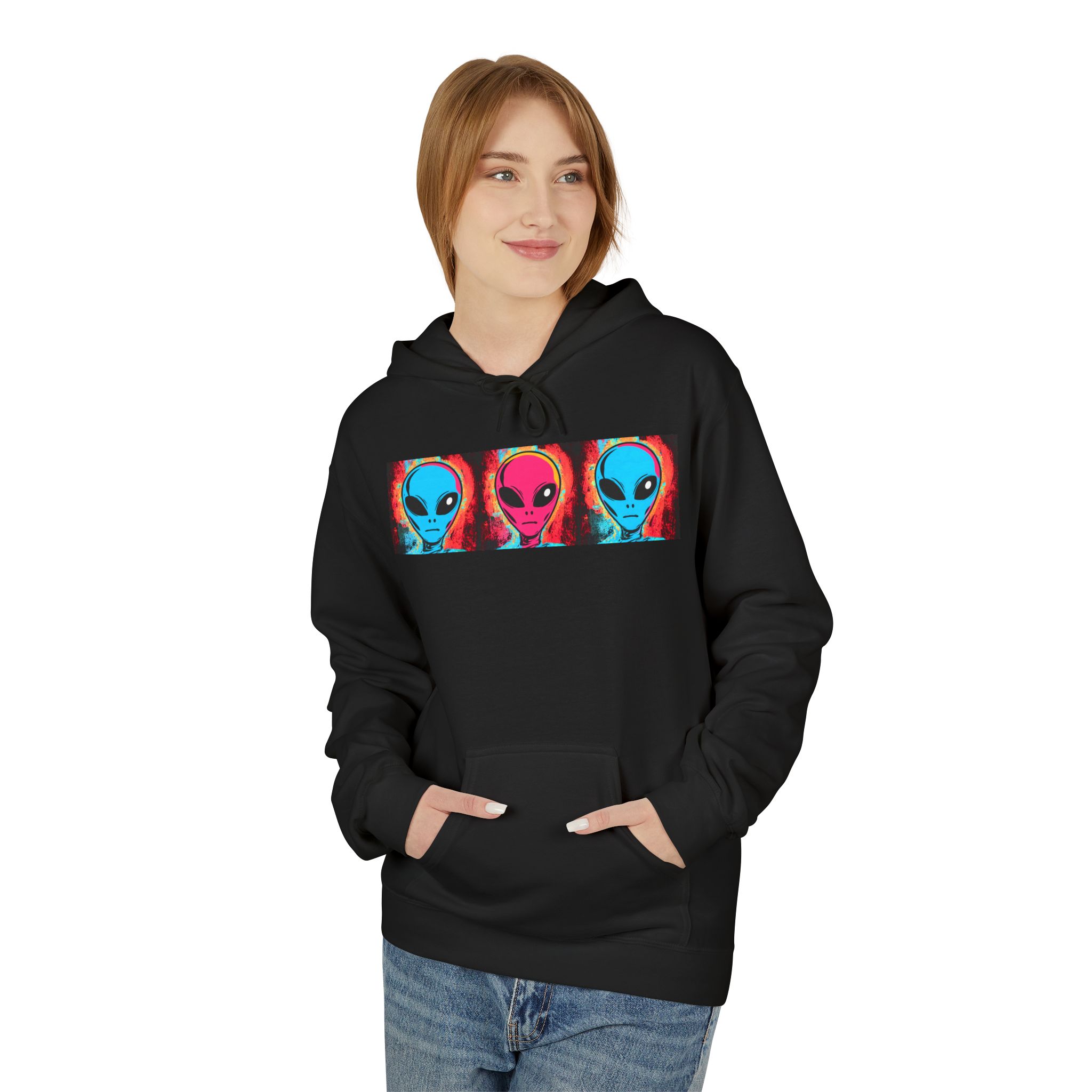 Alien Triptych Hoodie — Retro Psychedelic Extraterrestrial Graphic Pullover - Image 5