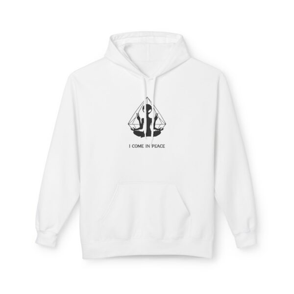 Hoodie — Minimal 'I Come in Peace' Alien Meditation Graphic