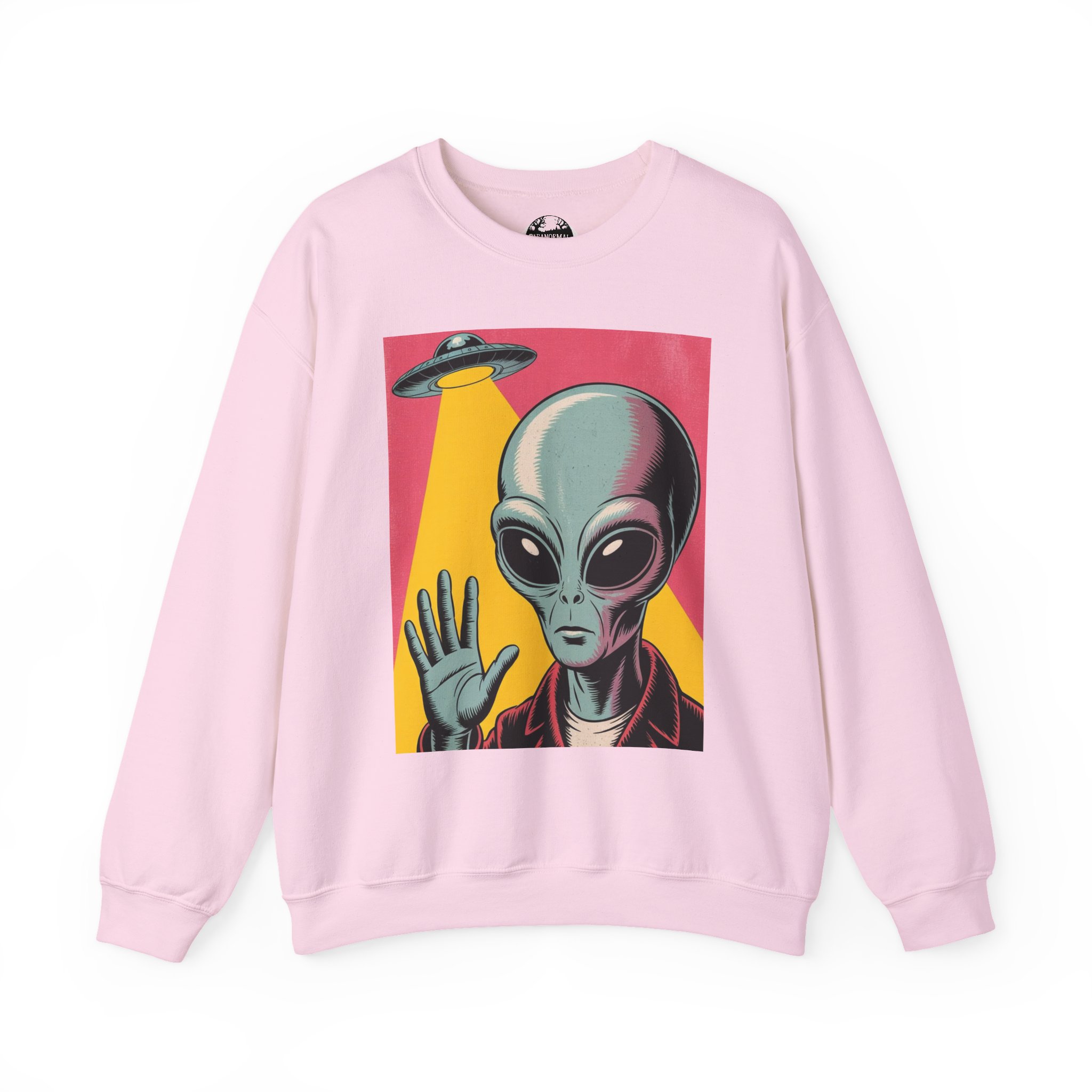 Alien Greeting Crewneck Sweatshirt — Retro UFO Art - Image 34