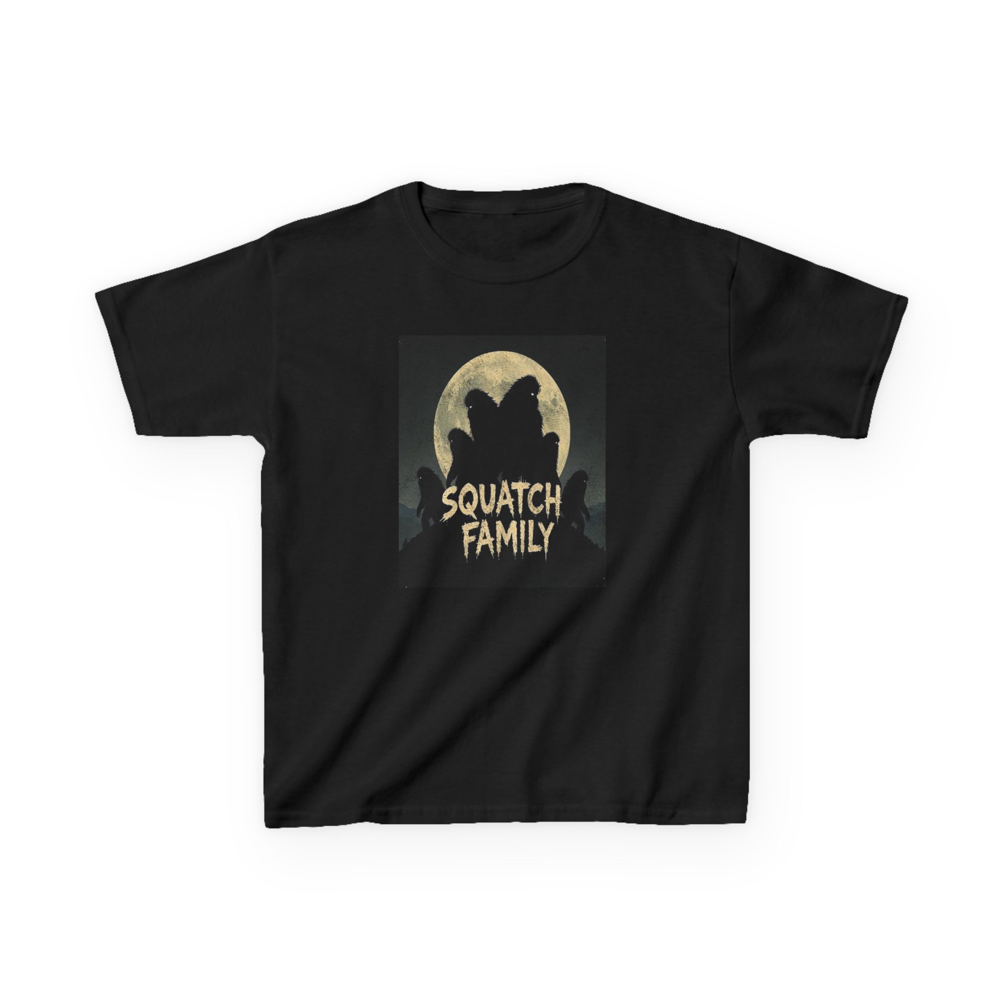 Kids Bigfoot Tee — "SQUATCH FAMILY" Moonlit Cryptid Graphic