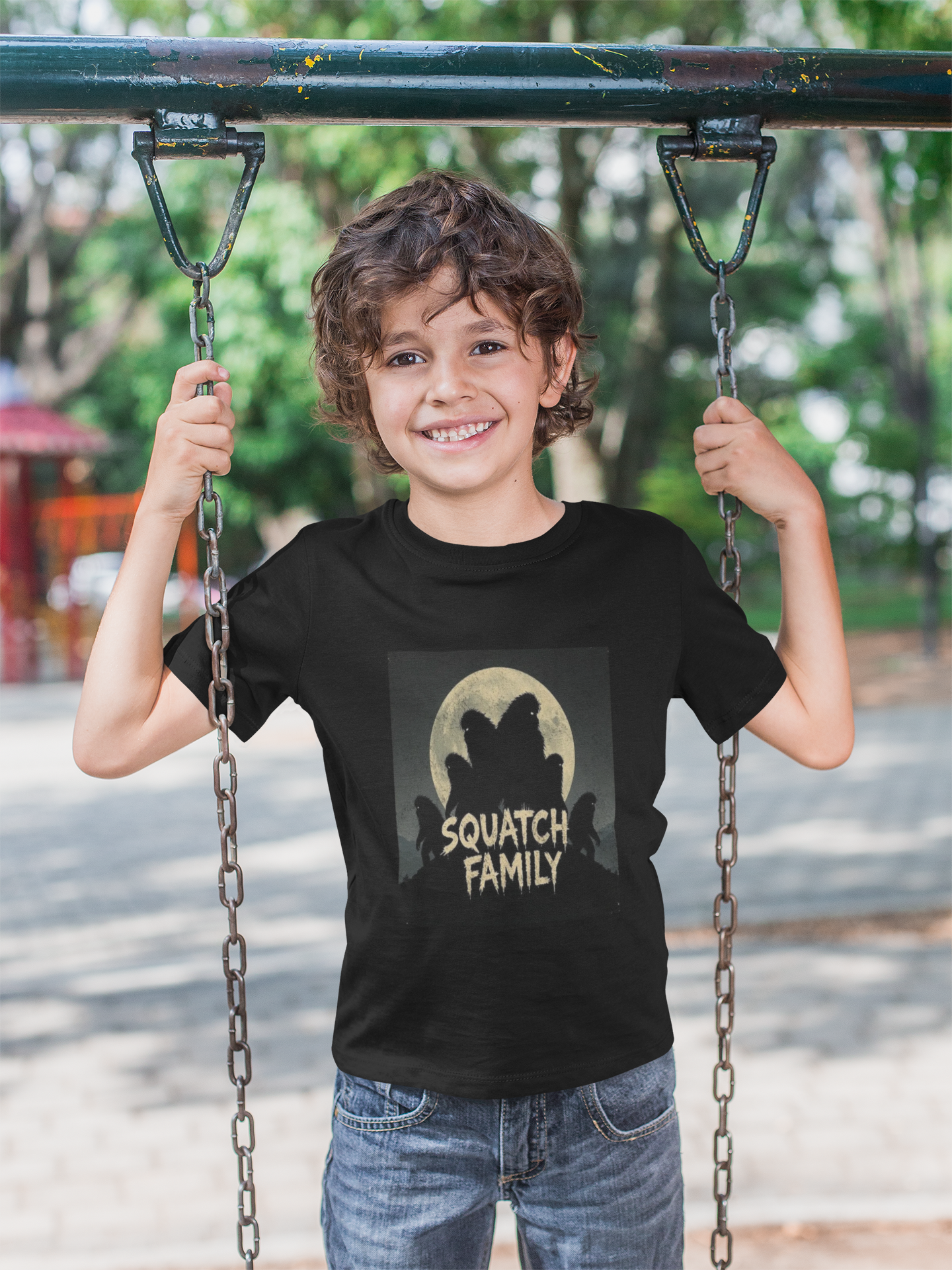 Kids Bigfoot Tee — "SQUATCH FAMILY" Moonlit Cryptid Graphic - Image 3