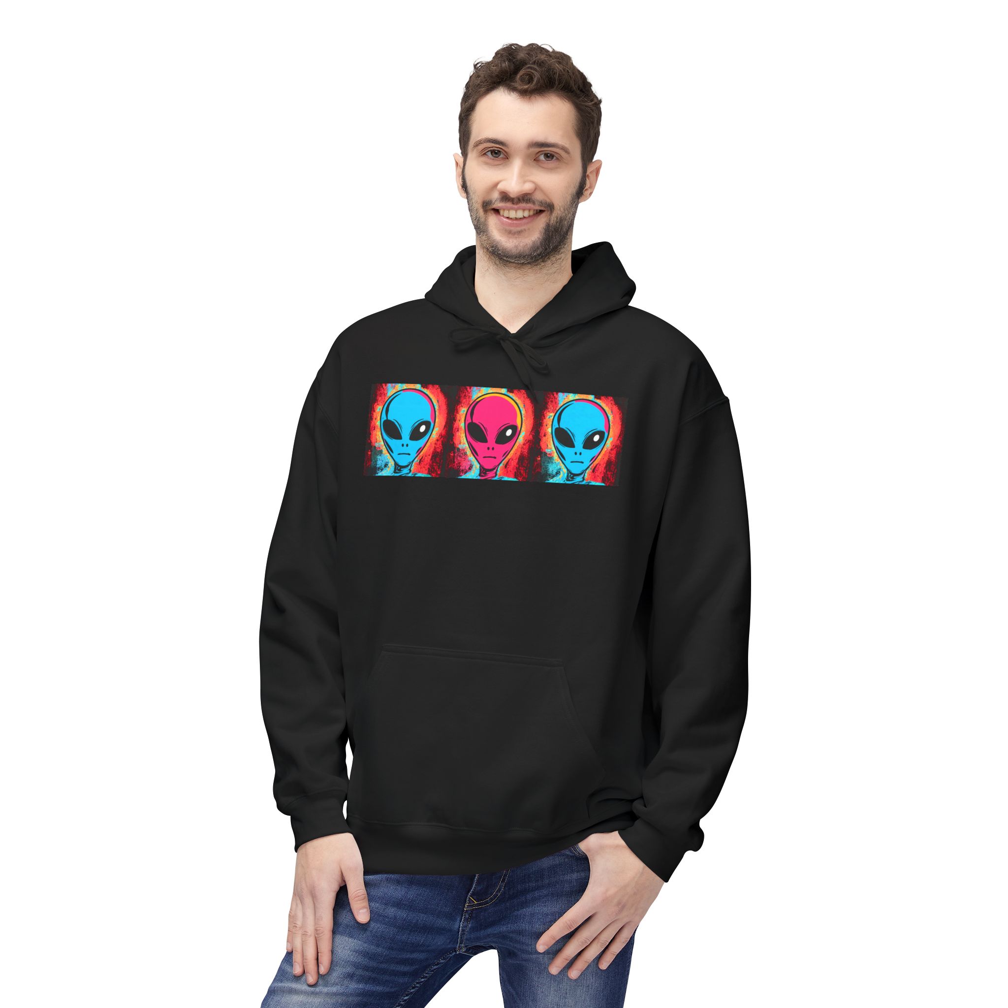 Alien Triptych Hoodie — Retro Psychedelic Extraterrestrial Graphic Pullover - Image 8