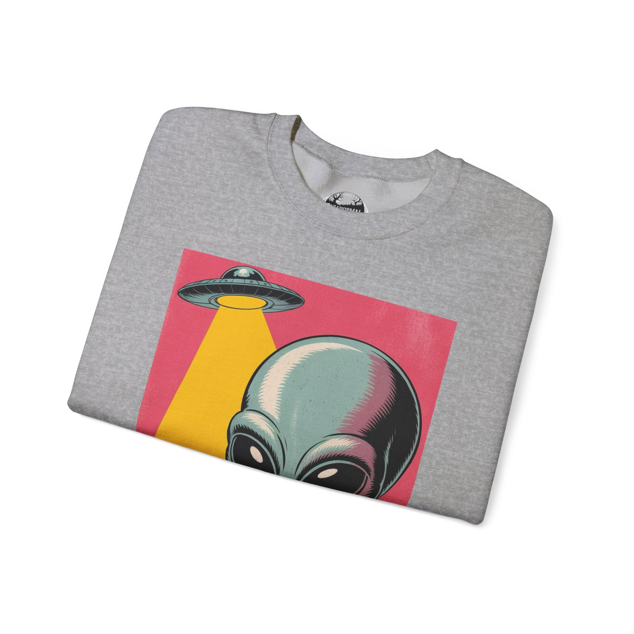 Alien Greeting Crewneck Sweatshirt — Retro UFO Art - Image 11