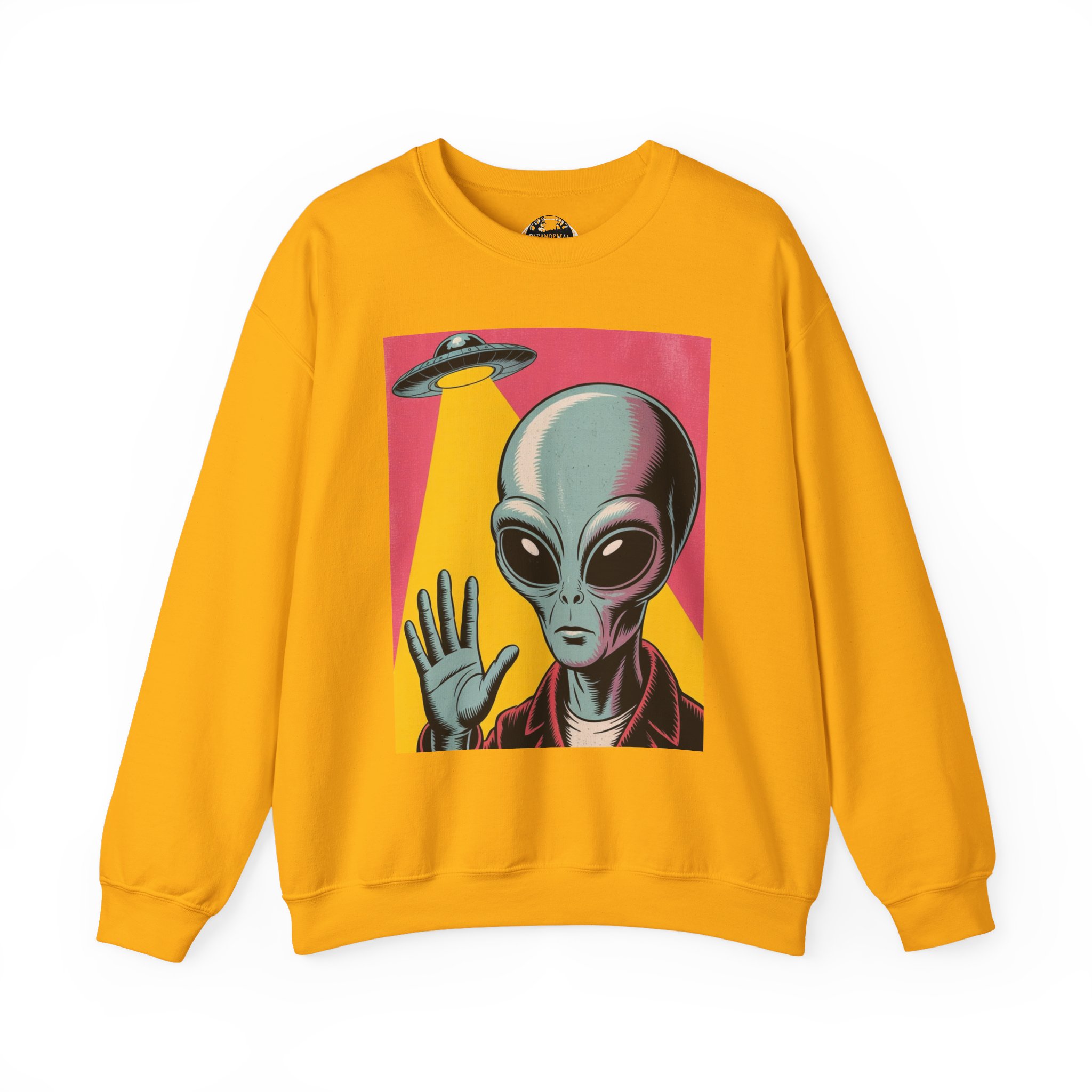 Alien Greeting Crewneck Sweatshirt — Retro UFO Art - Image 13