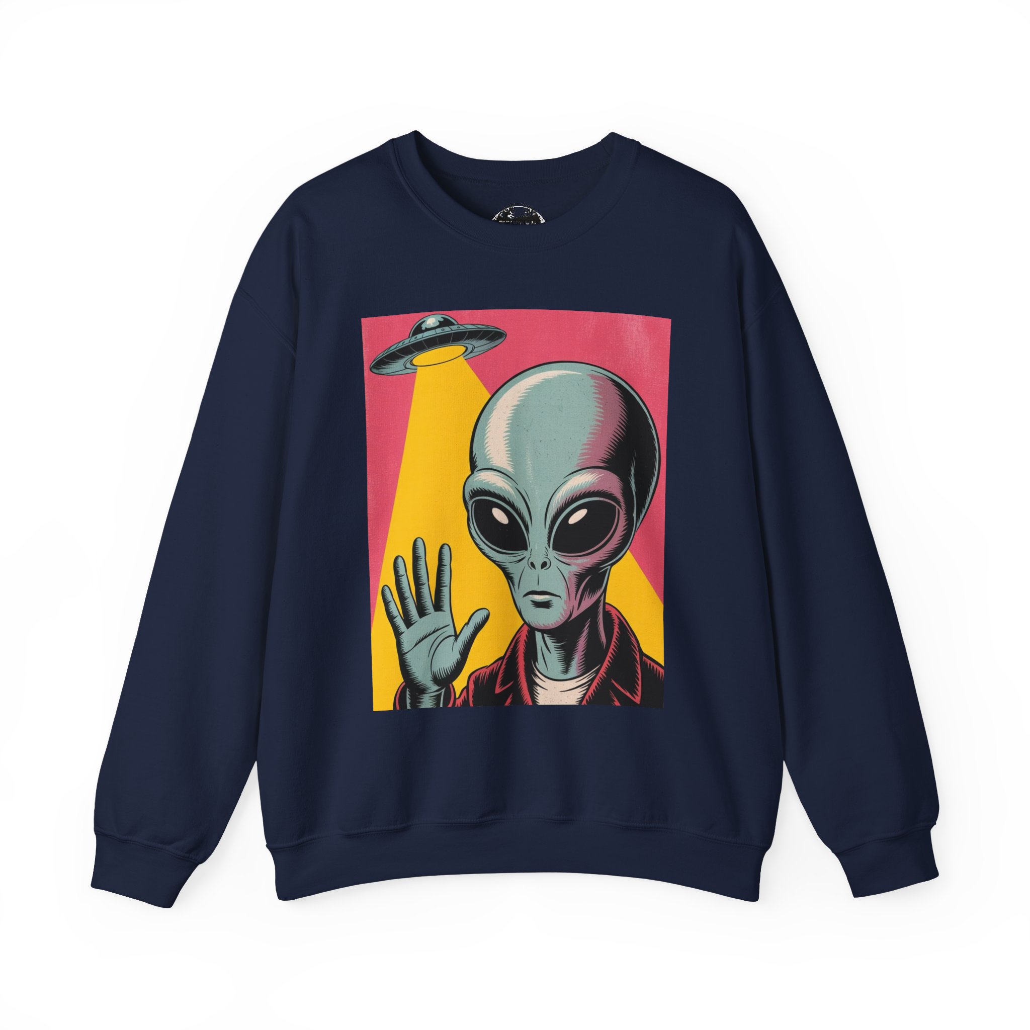 Alien Greeting Crewneck Sweatshirt — Retro UFO Art - Image 31