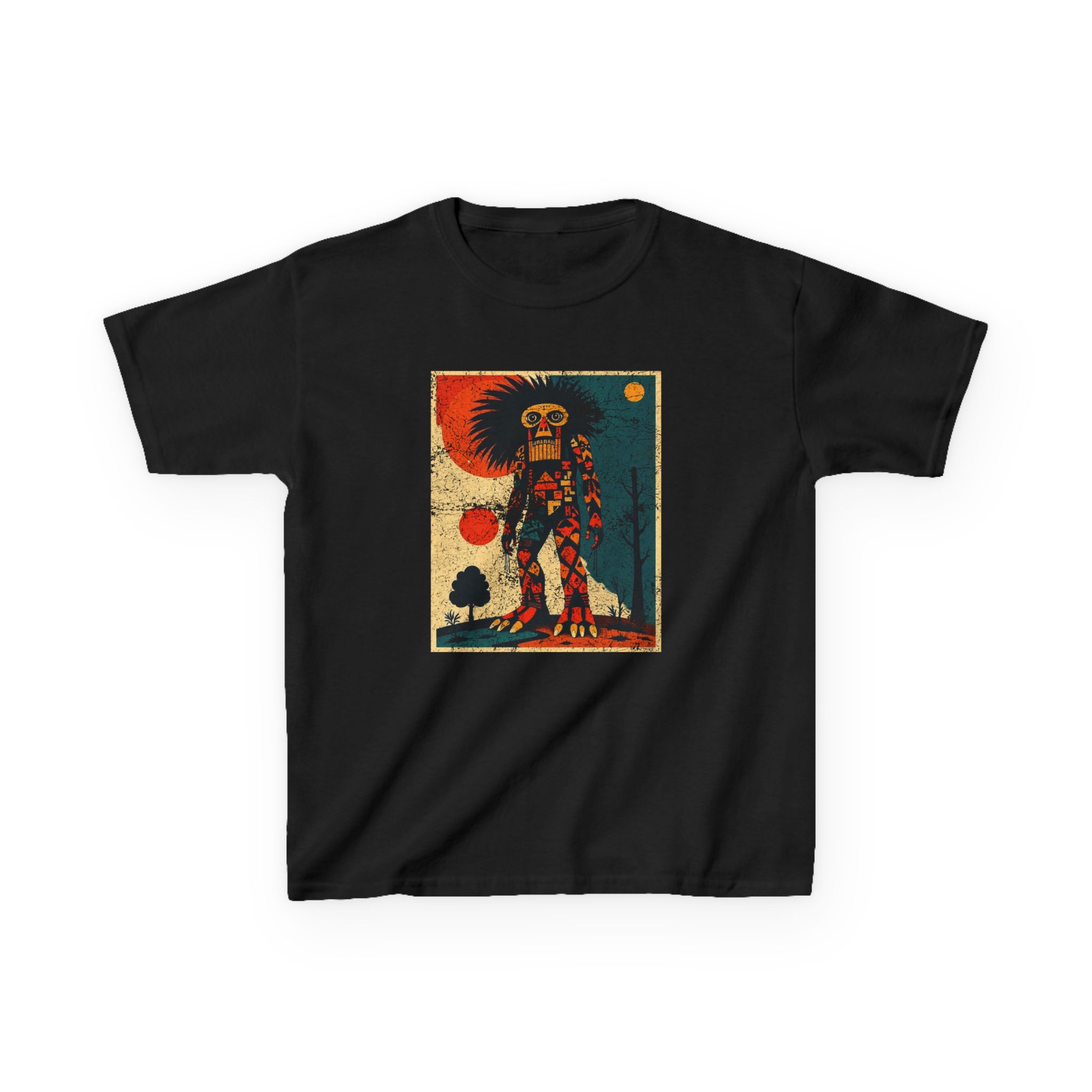 Abstract Bigfoot Shaman Shirt - Tribal Cryptid Graphic Tee - Image 3
