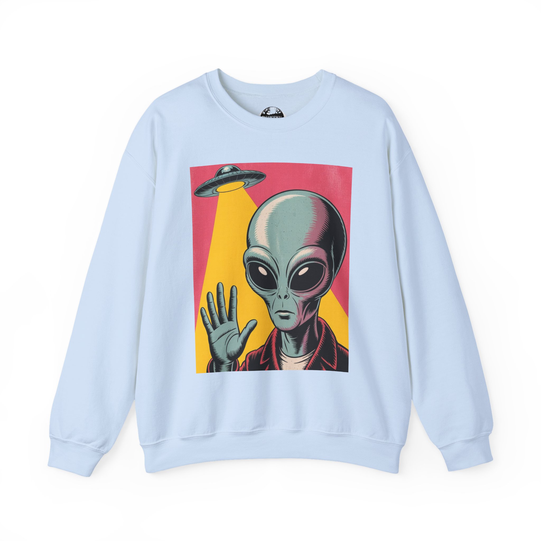 Alien Greeting Crewneck Sweatshirt — Retro UFO Art - Image 19